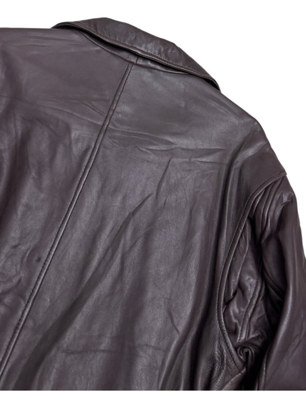 ANDREW MARC LEATHER Luxury Designer Brown Business Casual Coat Womens Large - Picture 5 of 7